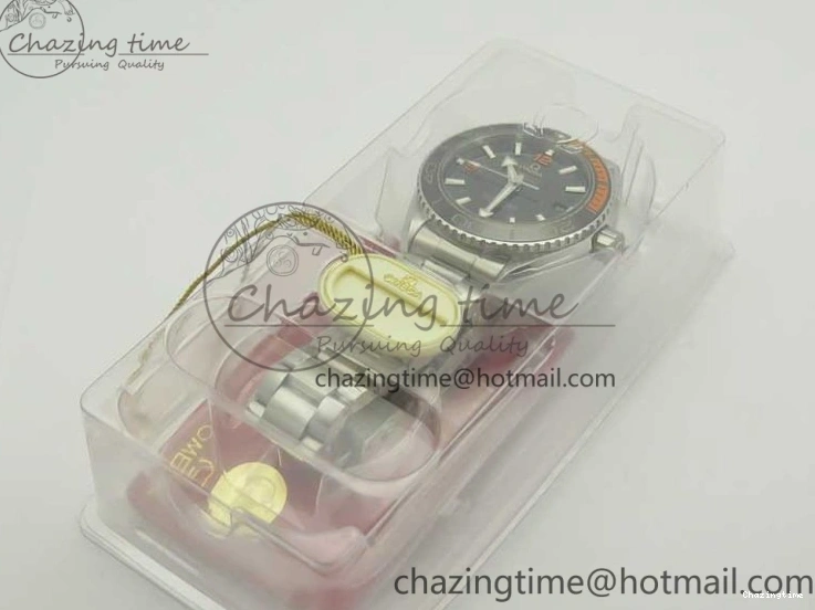 0420 Planet Ocean 43.5mm SS VSF 1:1 Best Edition Black Orange Bezel Black Dial on SS Bracelet A8900 Super Clone Breathable 8003